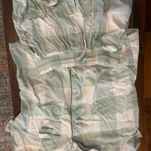 Green and White Checkered Pajama Set